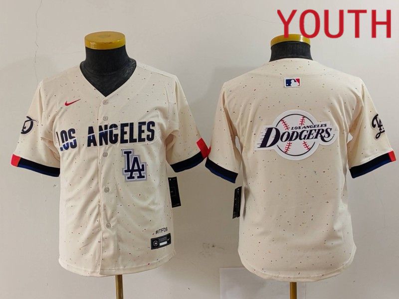 Youth Los Angeles Dodgers Blank Cream Fashion Nike Game MLB Jersey style 6299